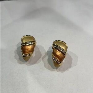 Gold and Bronze Clip-On Earrings